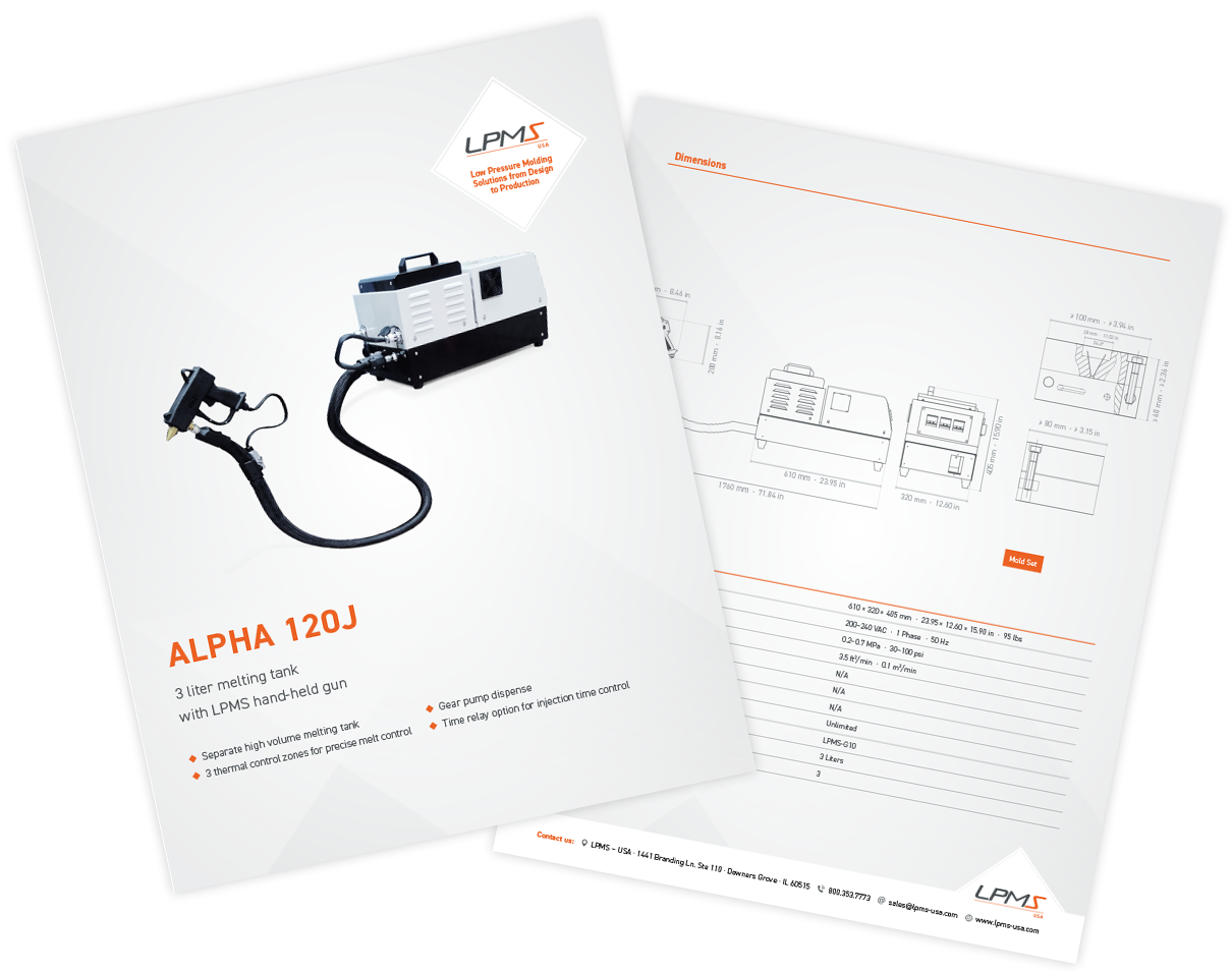sellsheet-alpha-120j Technical Data Sheet ALPHA 120J Low Pressure Molding Machine