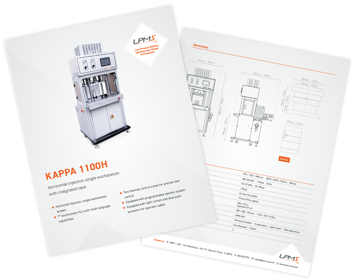 sellsheet-kappa-1100h Technical Data Sheet KAPPA 1100H Low Pressure Molding Machine