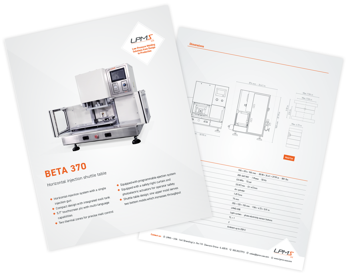 Technical Data Sheet BETA 370 Low Pressure Molding Machine