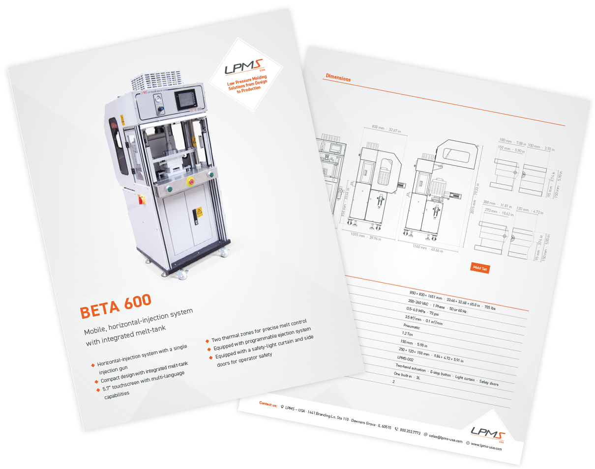 Technical Data Sheet BETA 600 Low Pressure Molding Machine