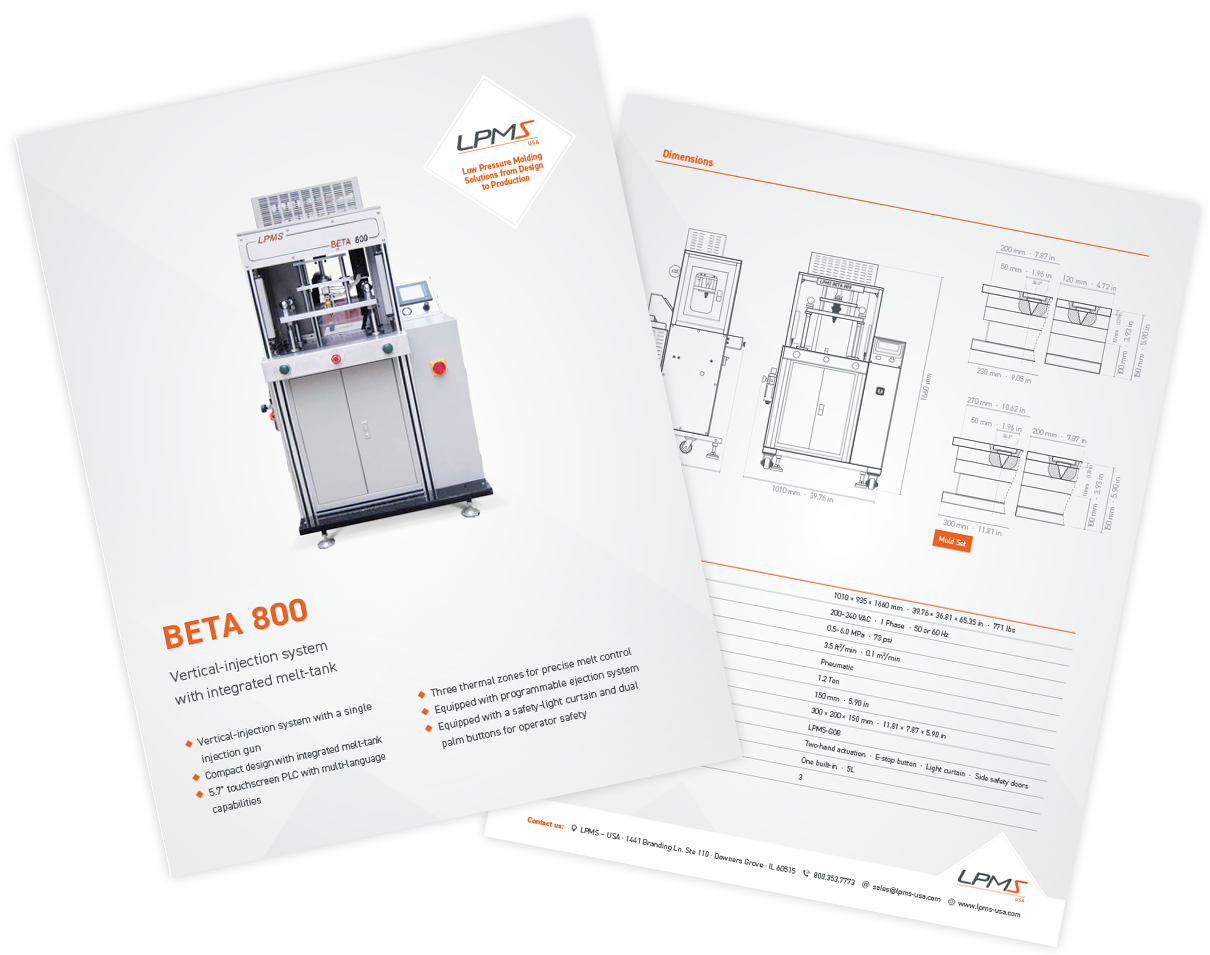 Technical Data Sheet BETA 800 Low Pressure Molding Machine