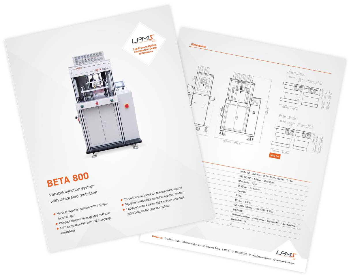 sellsheet-beta-800 Technical Data Sheet BETA 800 Low Pressure Molding Machine