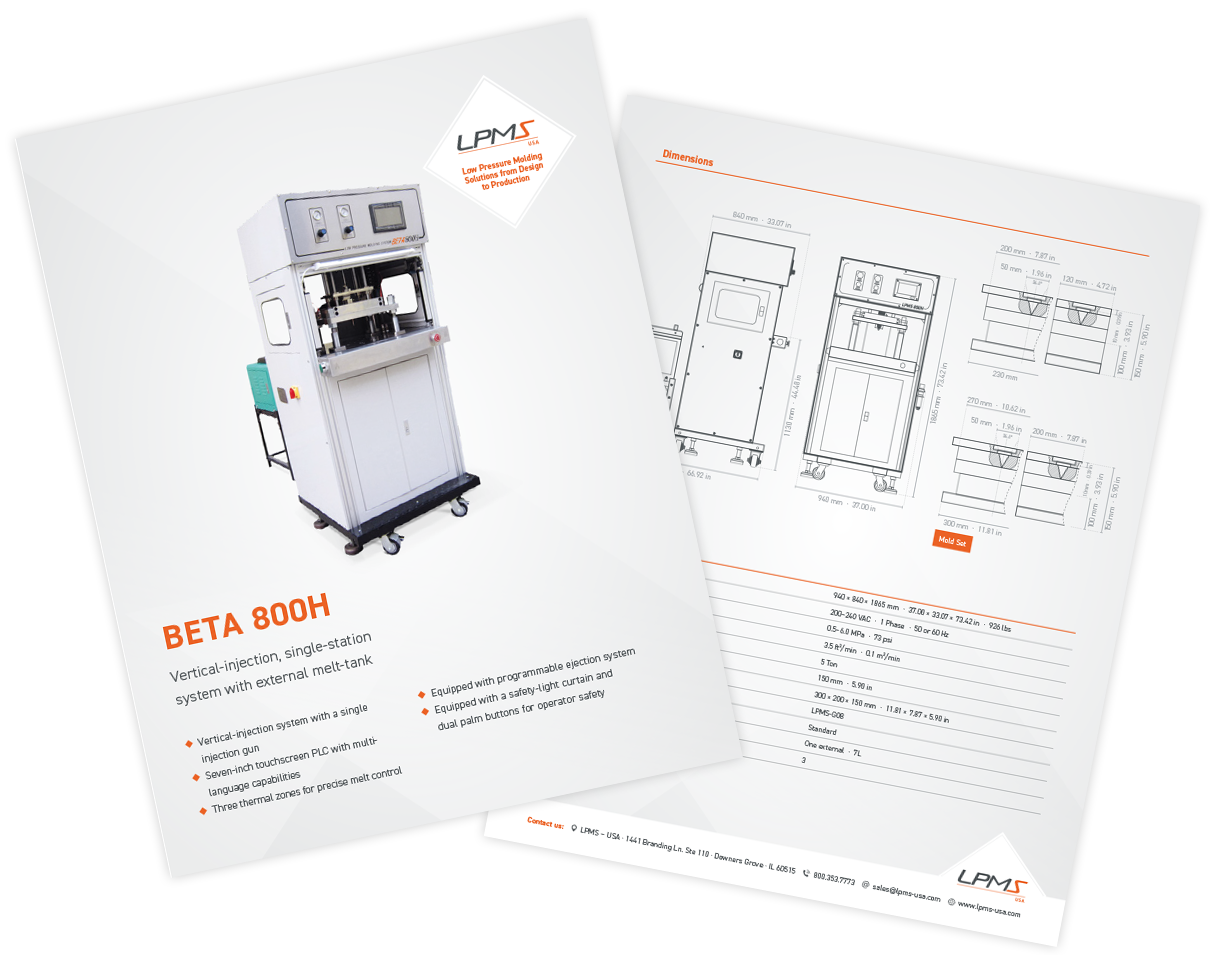 Technical Data Sheet BETA 800H Low Pressure Molding Machine