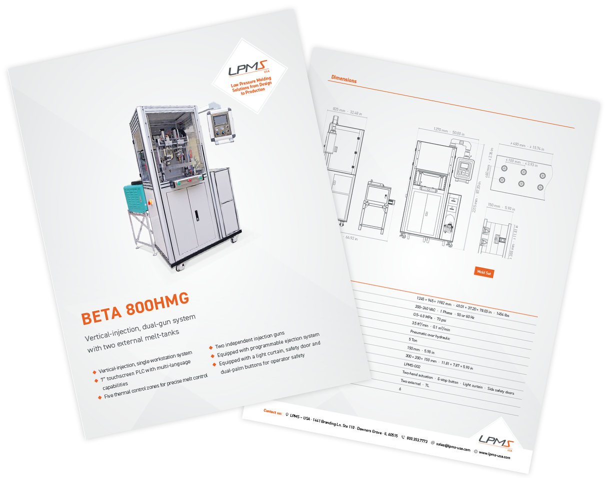 Technical Data Sheet BETA 800HMG Low Pressure Molding Machine