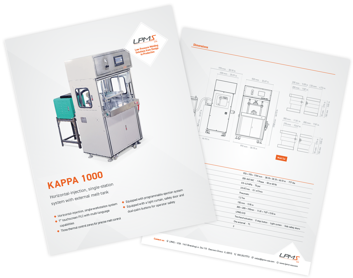 Technical Data Sheet KAPPA 1000 Low Pressure Molding Machine