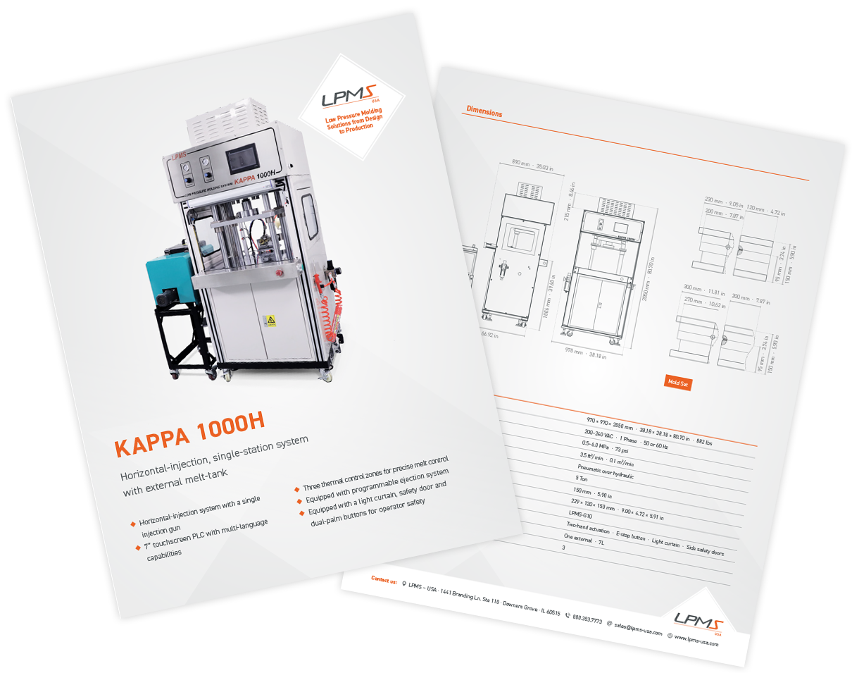 sellsheet-kappa-1000h Technical Data Sheet KAPPA 1000H Low Pressure Molding Machine