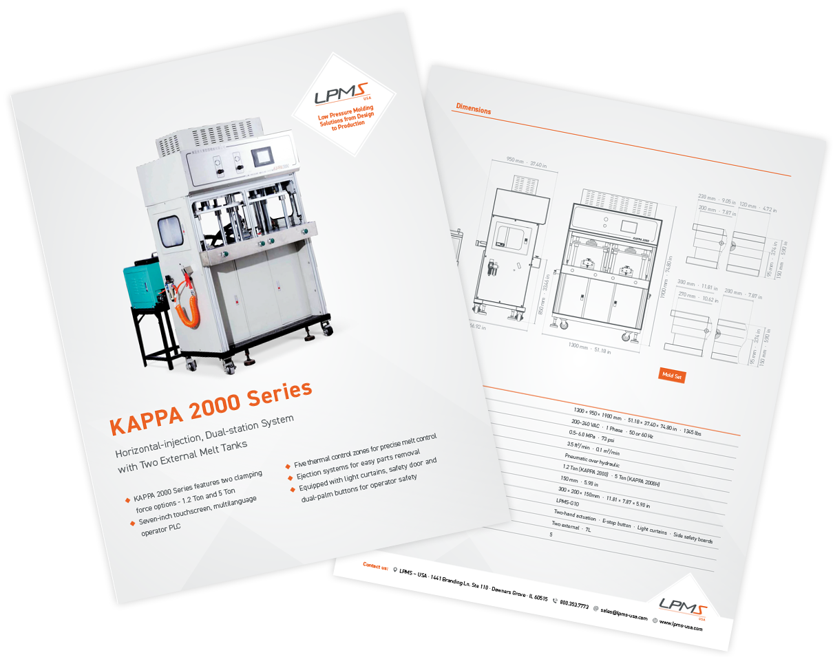 sellsheet-kappa-2000h Technical Data Sheet KAPPA 2000 Low Pressure Molding Machine