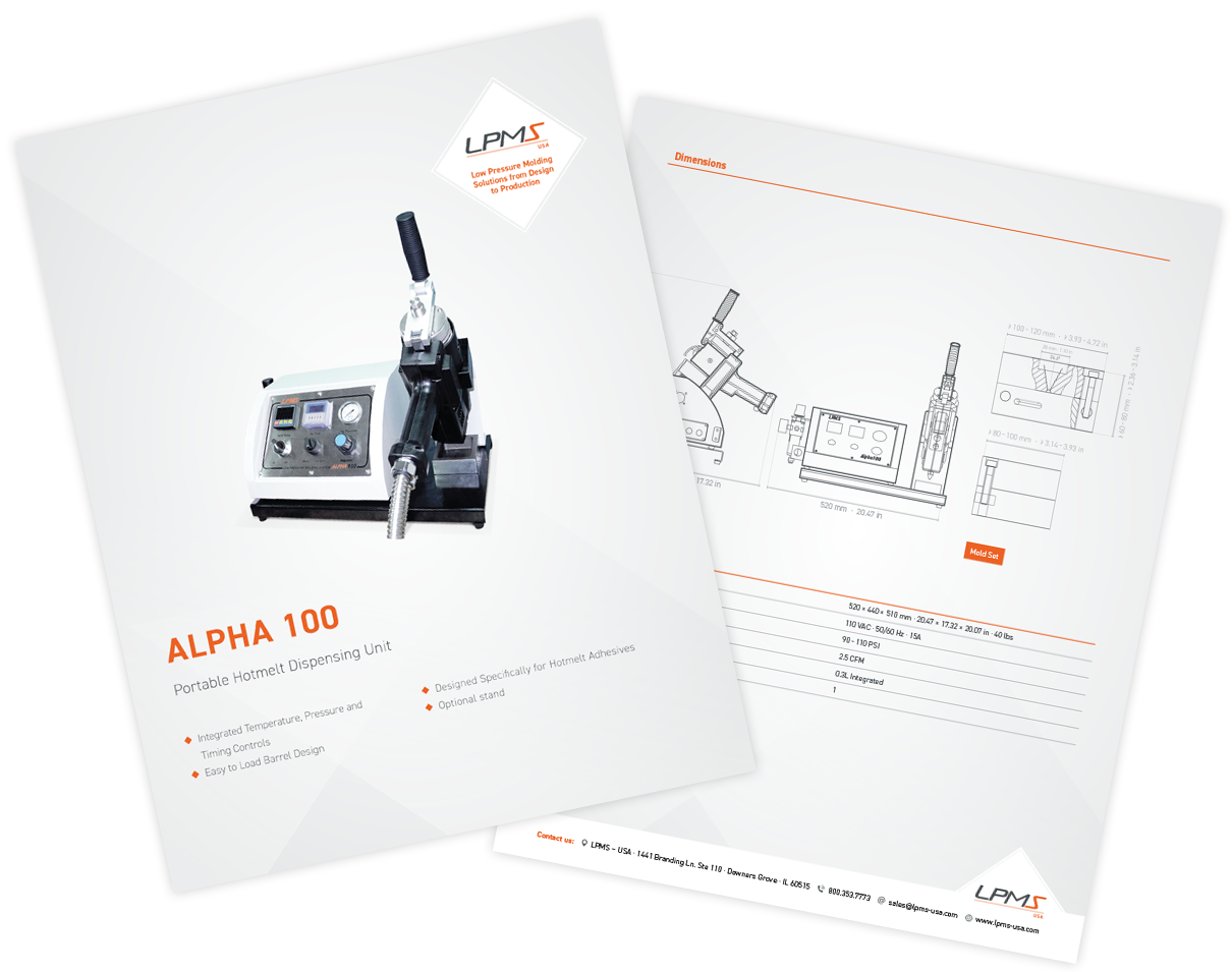 Technical Data Sheet ALPHA 100 Low Pressure Molding Machine