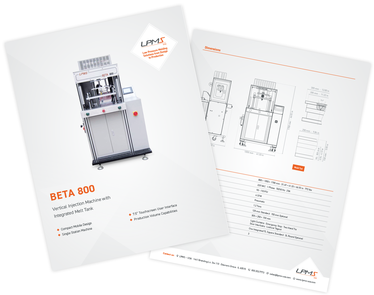 Technical Data Sheet BETA 800 Low Pressure Molding Machine