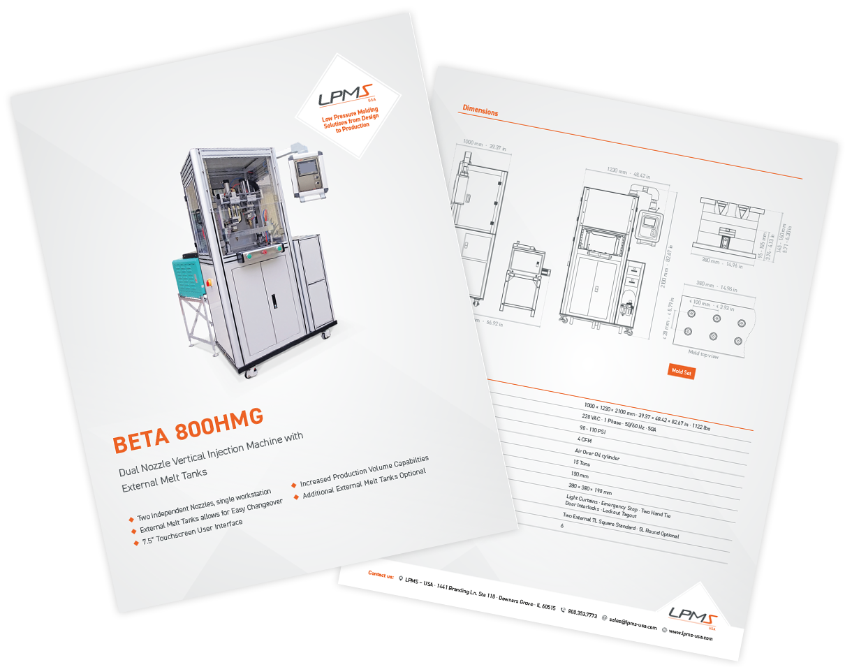 Technical Data Sheet BETA 800HMG Low Pressure Molding Machine